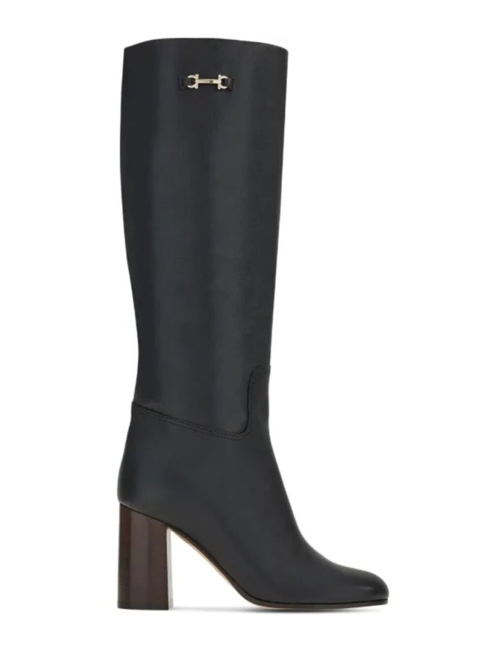 Ferragamo Ovidio 85 Knee-High Boot Black Leather Sz 7.5